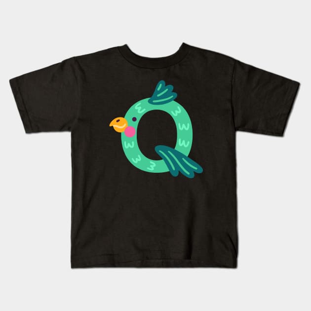 Letter Q animal alphabet back to school Kids T-Shirt by AwesomeDesignArt